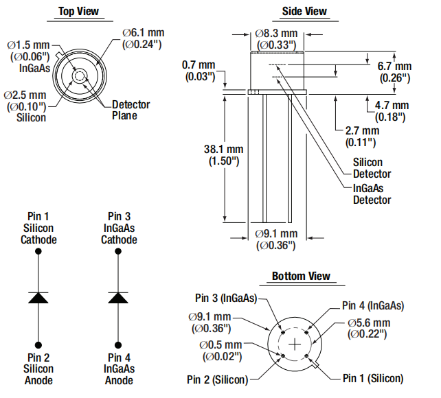 400~1800nm光电探测器结构图