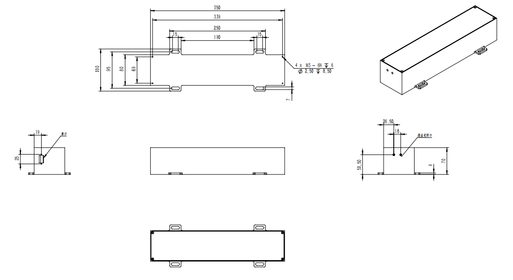 3000ps电动光纤延迟线尺寸图