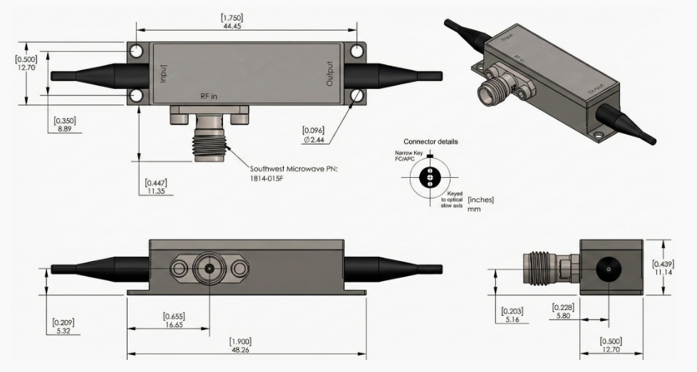 可见光铌酸锂相位调制器机械尺寸