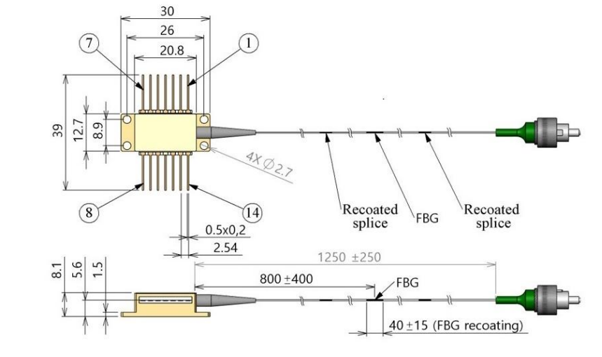 1030nmFBG激光器机械尺寸 1030nmFBG激光器机械尺寸